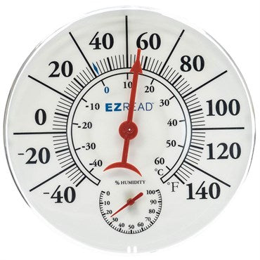 Headwind® EZ Read™ Dial Thermometer & Hygrometer - 8in - White